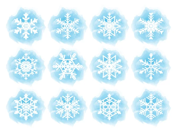 Set van plat sneeuwvlok iconen. Vectorillustratie — Stockvector