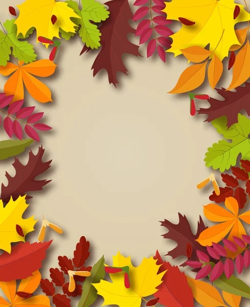 Herbsthintergrund. Rahmen für Text mit Herbstblättern dekoriert. — Stockvektor