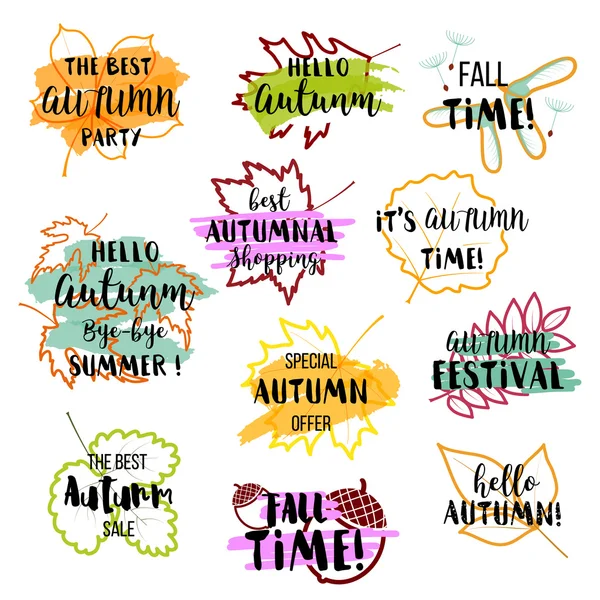 Autumn typographic. Fall leaf. Vector illustration EPS 10 — Stock Vector