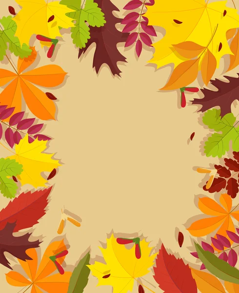 Autumn background. Frame for text decorated with autumn leaves. — Stock Vector