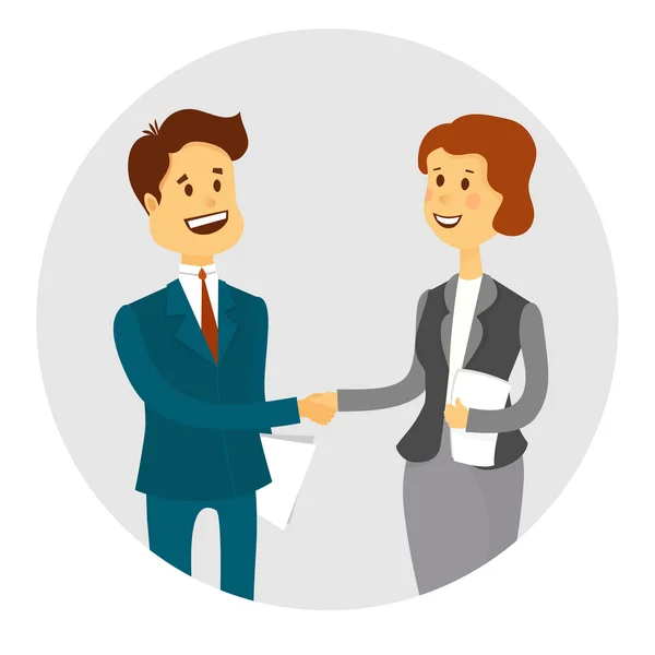 Business people shaking hands, finishing up a meeting.Vector illustration — Stock Vector