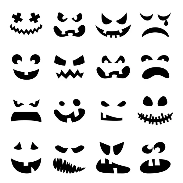 Scary Halloween calabaza caras conjunto — Archivo Imágenes Vectoriales