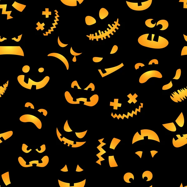 Halloween pompoen naadloze patroon. Rode pompoenen op zwarte achtergrond. Vectorillustratie. — Stockvector