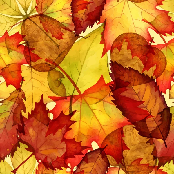 Hojas de otoño acuarela fondo — Vector de stock