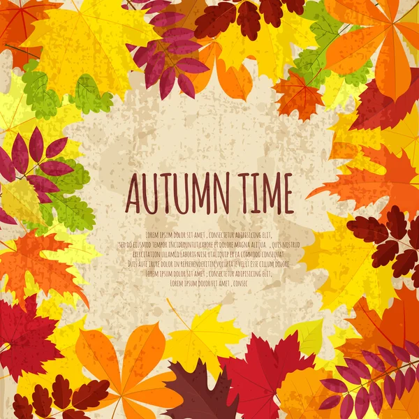 Banner vintage con fogliame autunnale — Vettoriale Stock