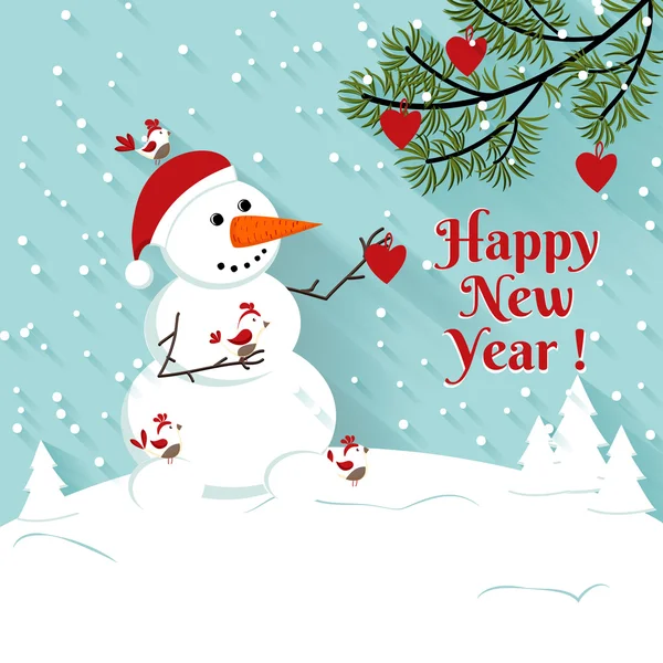 Happy New Year snowman illustration. — Stock Vector