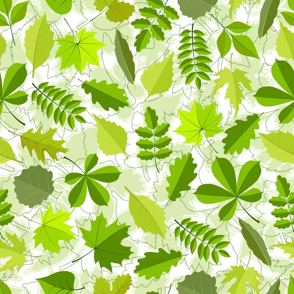 Seamless pattern from spring leaves. — Stock Vector