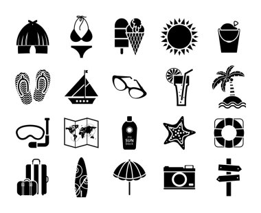 Yaz simgeler siyah üzerine beyaz