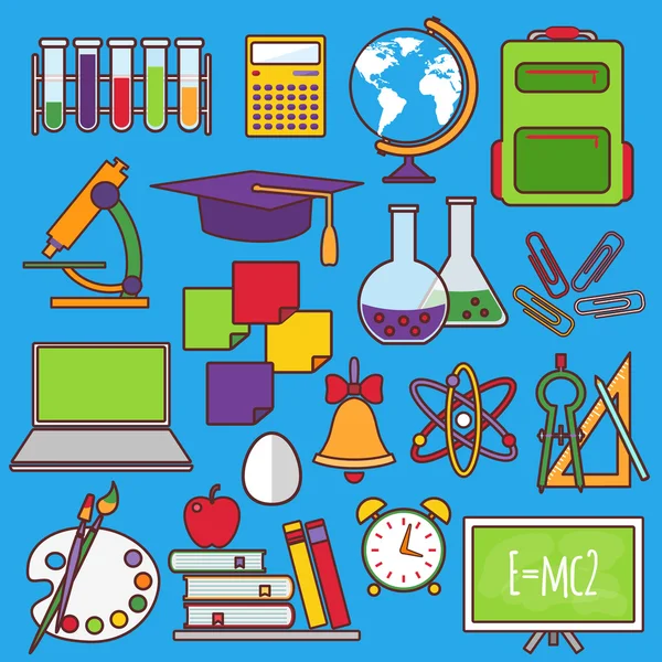 A set of school and education icons — Stock Vector