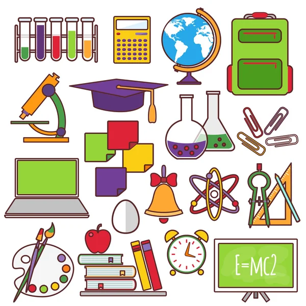 A set of school and education icons — Stock Vector