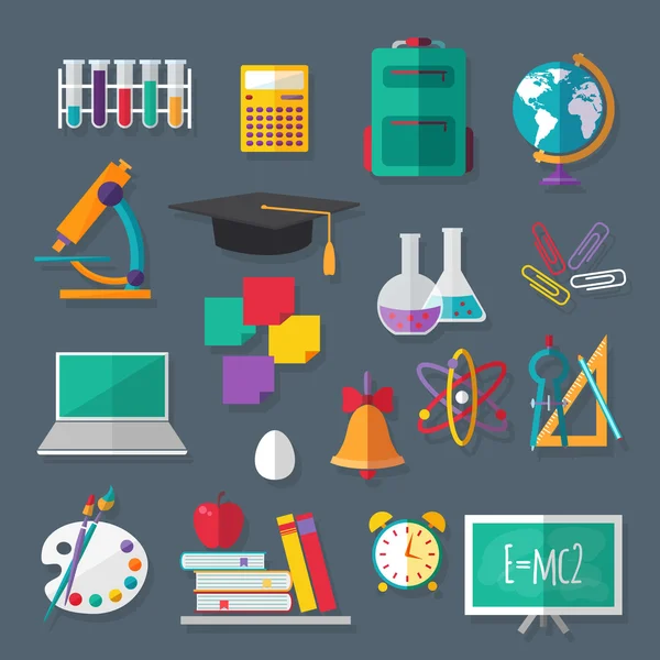 A set of school and education icons — Stock Vector