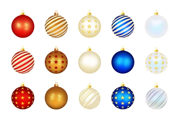 Ensemble de boules de Noël de couleur — Image vectorielle