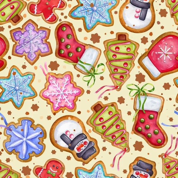 Biscoitos de gengibre fundo vetorial. Comida sobremesa decoração natal, doce gengibre e biscoito ilustração — Vetor de Stock