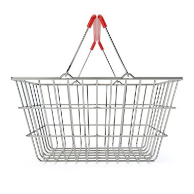 Beyaz artalanları izole boş alışveriş sepeti