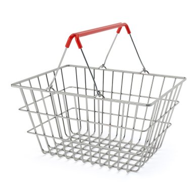Beyaz artalanları izole boş alışveriş sepeti