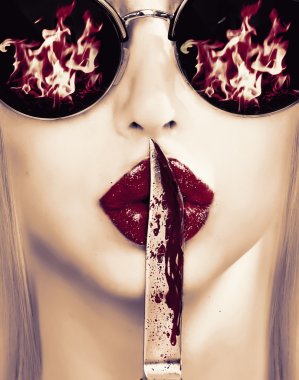 knife on lips clipart