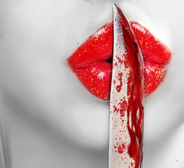 Knife on lips. clipart