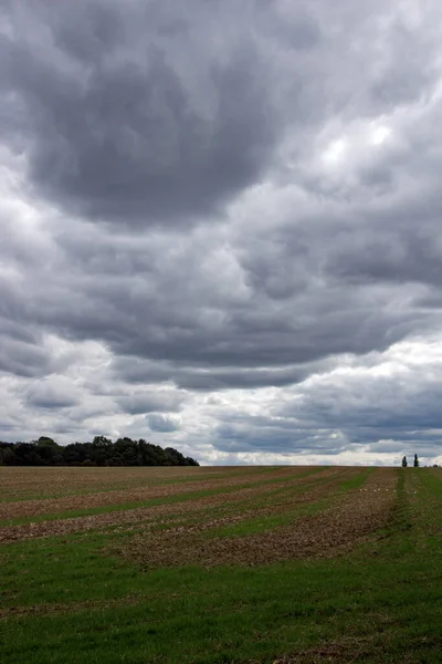 Dark Skies Fields Hertfordshire Sawbridgeworth England — Stock Photo, Image