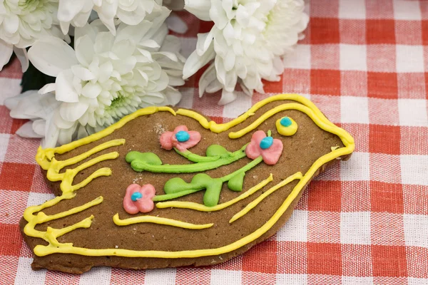 Image of gingerbread beautifully decorated with glaze — Stock Photo, Image