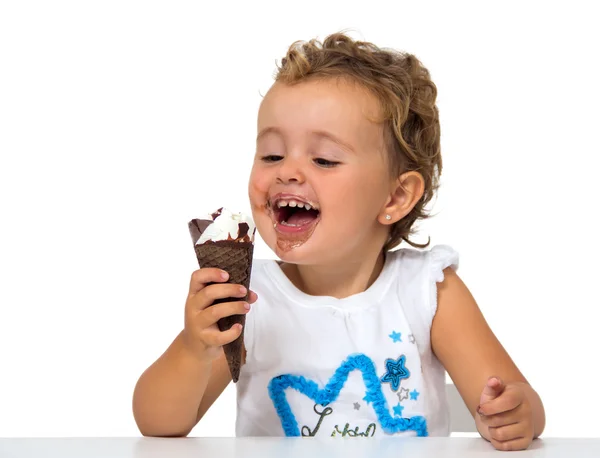 Baby with ice cream — Stock Photo, Image