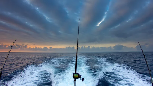 Canne da pesca in barca — Foto Stock