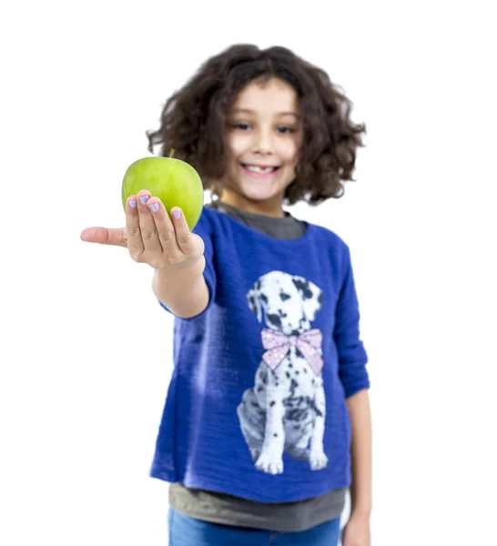 Niña sosteniendo manzana —  Fotos de Stock