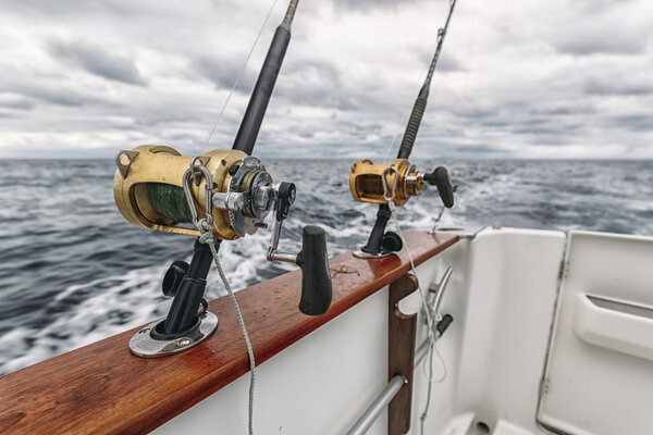 Fishing rods on a tuna fishing boat