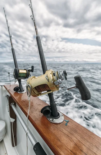 Çubuklar bir ton balığı Balıkçı teknesinde Balık tutma — Stok fotoğraf
