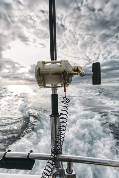 Fishing rod on a tuna fishing boat — Stock Photo, Image