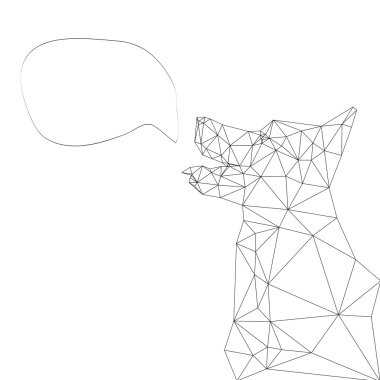 Beyaz bir arka plan üzerinde izole köpek soyut.