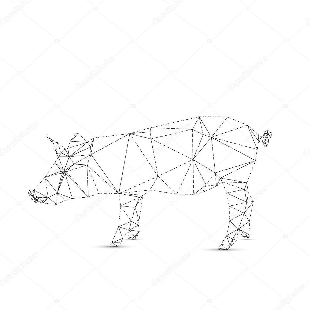 Abstract pig isolated on a white backgrounds, vector illustration
