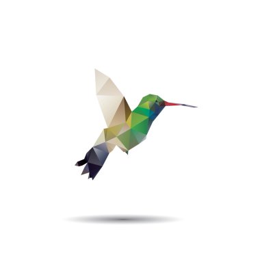sinek kuşu origami (geometrik tarzı). Colibri çizimi bir
