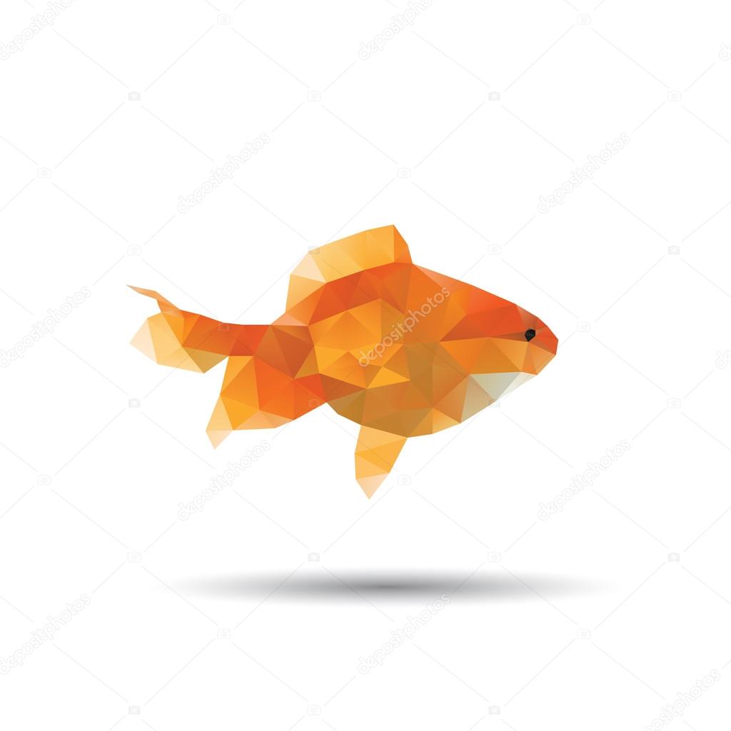 Golden fish abstract isolated on a white background, vector illustration