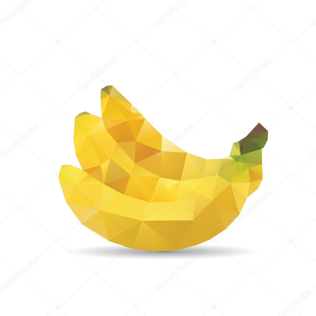 Geometric polygonal fruit, triangles, banana, vector illustratio