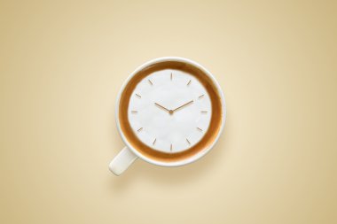 Kahve zamanı, latte sanat kahve Kupası üzerinde çizim izle 