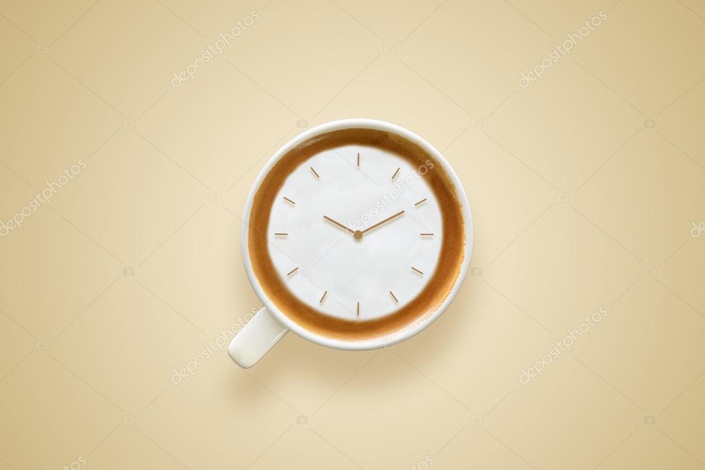 Coffee Time Watch Drawing On Latte Art Coffee Cup Stock Photo Image By C Duron0123
