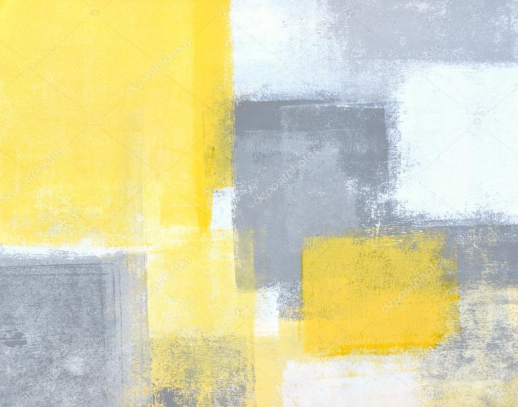 Grey and Yellow Abstract Art Painting — Stock Photo © t30gallery 89908682