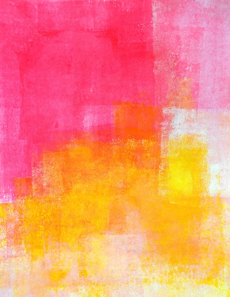 Pintura de arte abstrata rosa e amarela — Fotografia de Stock