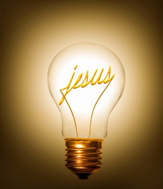 lightbulb with the word jesus as filament clipart