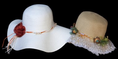 Eski stil bayanlar şapka. Beyaz Bayan şapka ile kırmızı gül ribbo biri