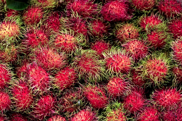 Ομάδα γλυκό κόκκινο Rambutan, ομάδα Lay ως μοτίβο. — Φωτογραφία Αρχείου