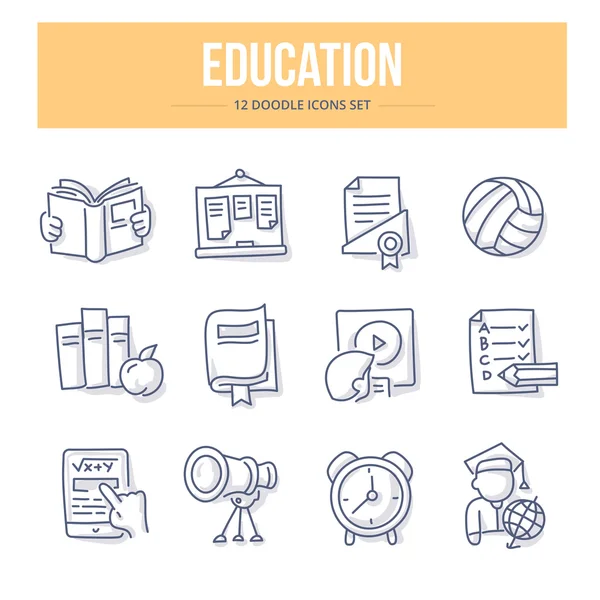 Educación Doodle iconos — Vector de stock