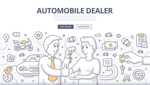 Auto Dealer Doodle Concept — Stockvector