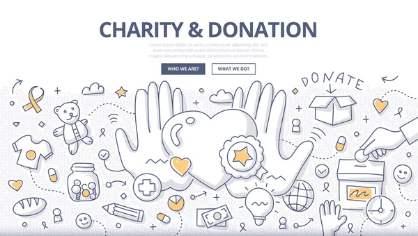 Välgörenhet & Donation Doodle koncept — Stock vektor