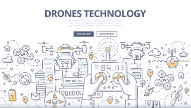 Dronlar teknoloji Doodle kavramı