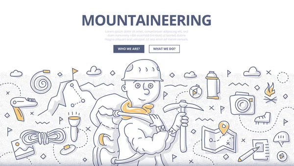 Doodle kavramı dağcılık — Stok Vektör
