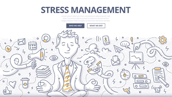 Stressmanagement-Doodle-Konzept — Stockvektor