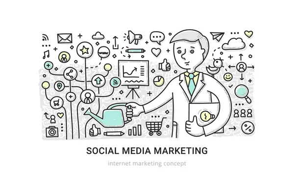 Κοινωνικών μέσων μαζικής ενημέρωσης μάρκετινγκ έννοια — Διανυσματικό Αρχείο