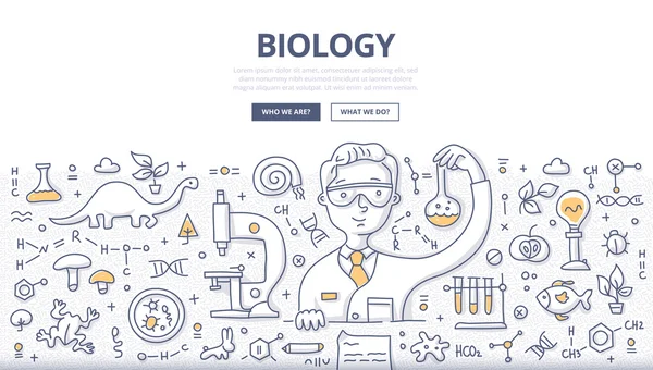 Concetto di biologia Doodle — Vettoriale Stock