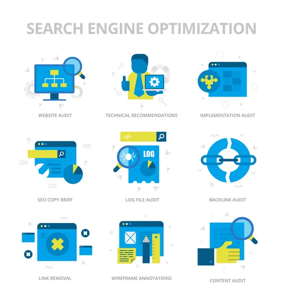 Seo ícones planos —  Vetores de Stock